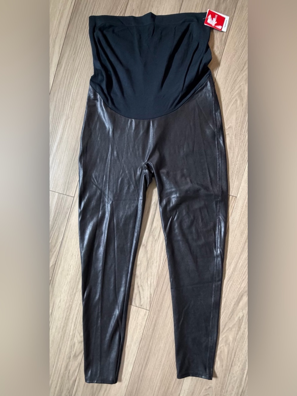 NWT Spanx Mama Faux Leather Maternity Leggings Very Black Size 2X